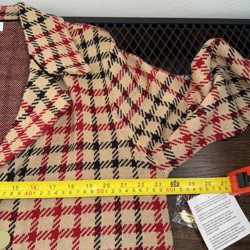 NWT Kasper Womens Plaid Open Front Long Line Cardigan Sweater XL Lightweight - Picture 8 of 11